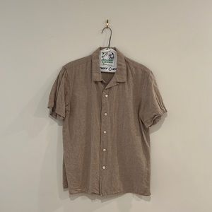 Banana republic linen casual button down camp shirt